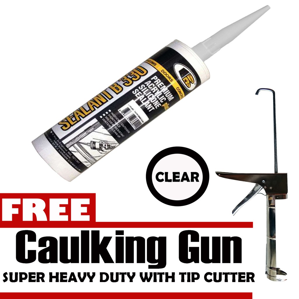 Bosny B330 Acrylic Silicone Sealant Paintable (Clear) with Free Prostar