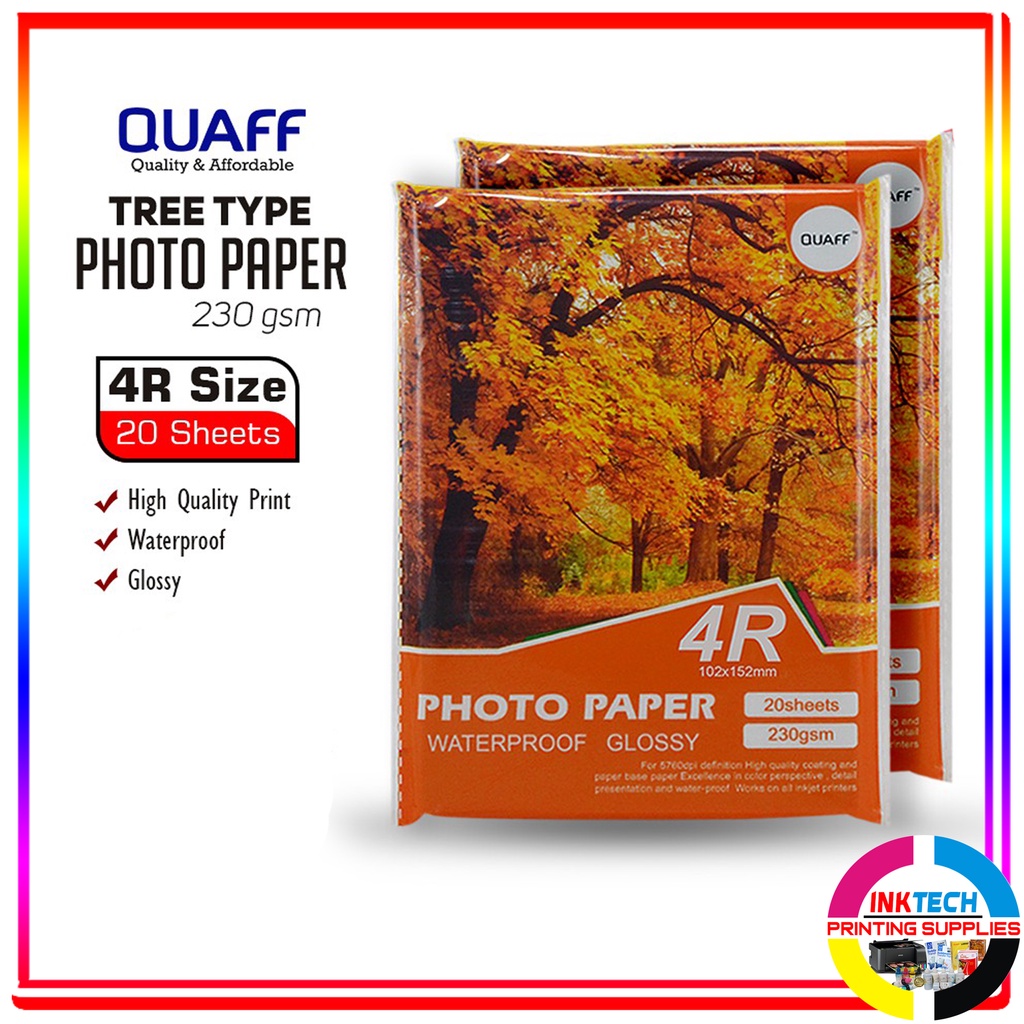 QUAFF 230gsm 4R Size glossy photo paper 20sheets/pack Shopee Philippines