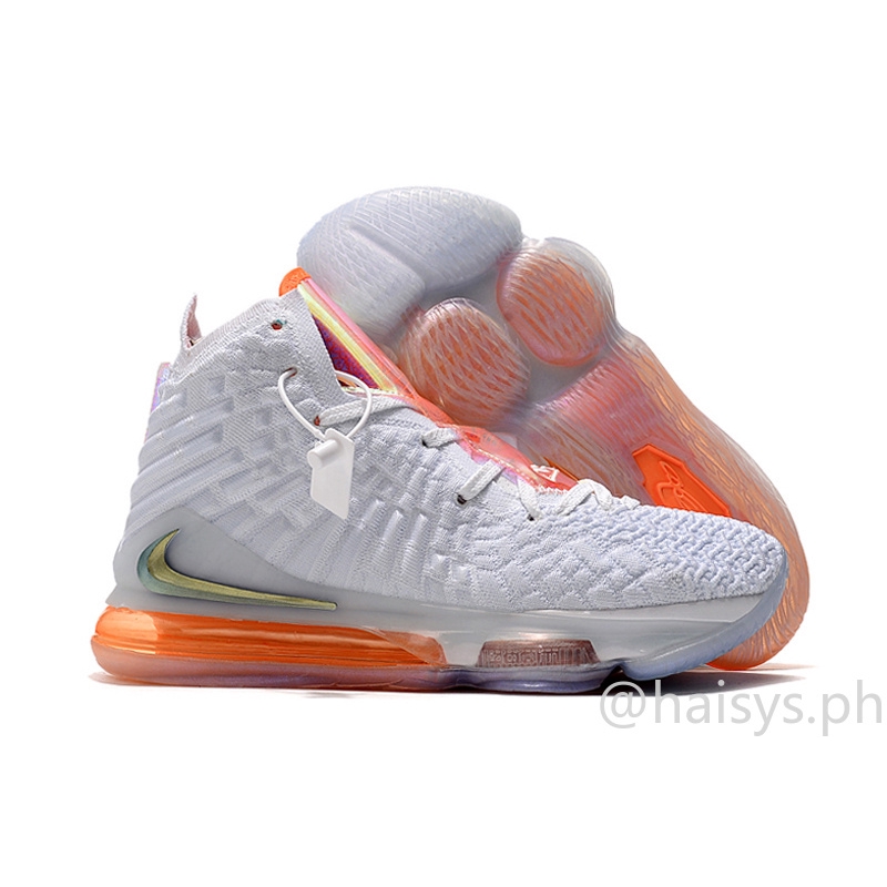 orange and white lebrons