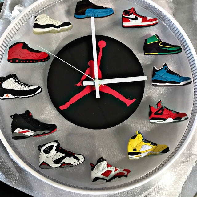 clock with jordan sneakers