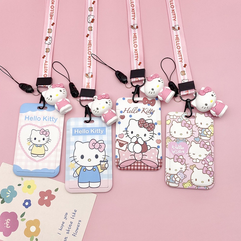 Cartoon Hello Kitty Card Holder Identity Badge With Lanyard Neck Strap ...