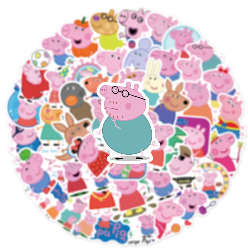 New 50pcs Peppa Pig Stickers Kids Laptop Waterproof Skateboard Waterbottle Repeat