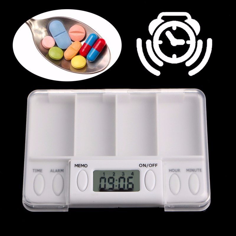 4 Grid pill box medicine Storage Box Electronic Timing Reminder