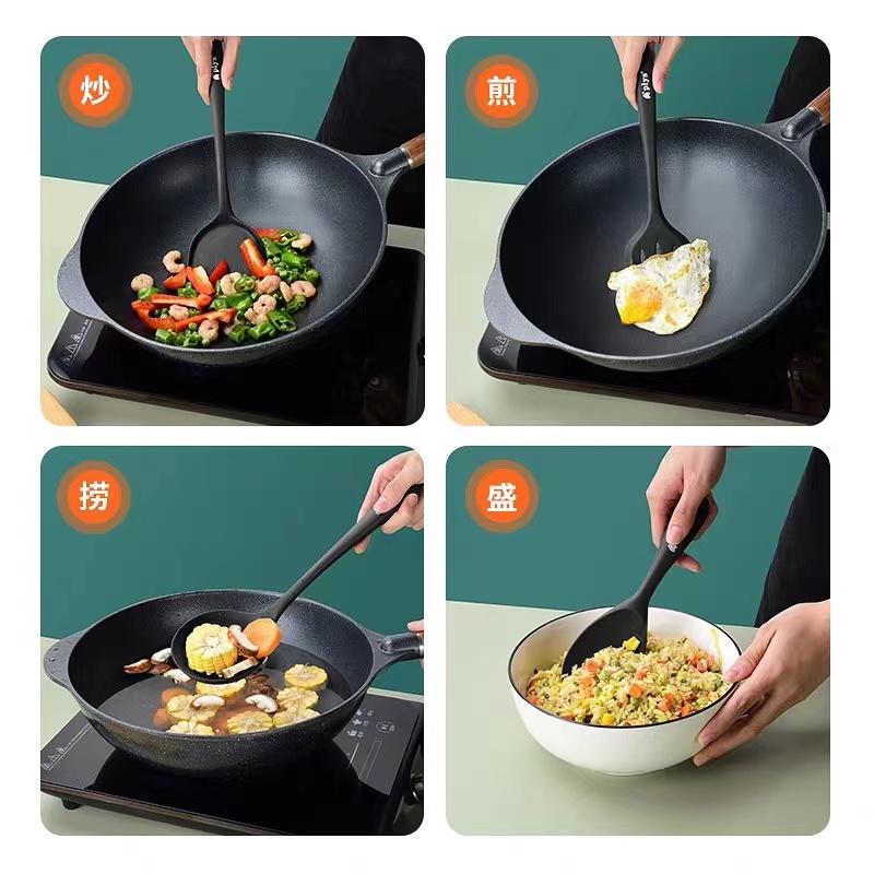 Hoba 100% Food Grade Non-stick cooking spatula Frying pan shovel Silicone kitchen spatul