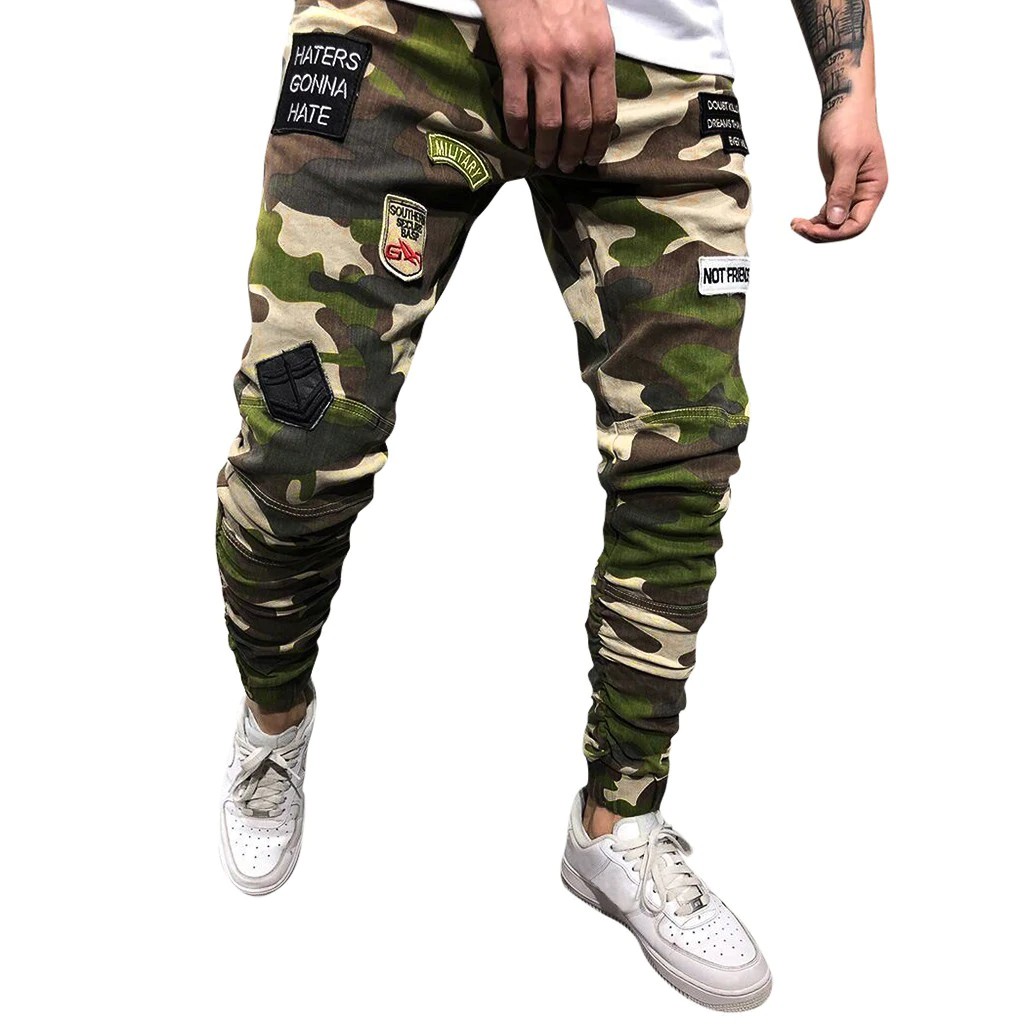 camo ripped jeans mens