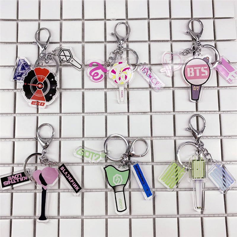 KPOP BTS BLACKPINK Transparent Crystal Keychain EXO NCT GOT7 TWICE Fans