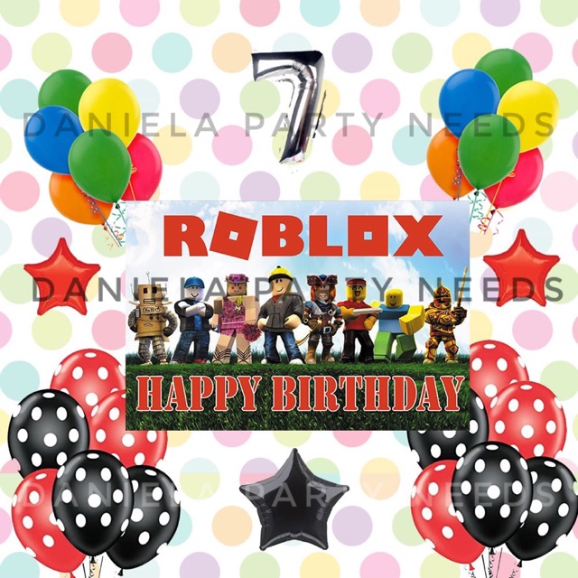 Roblox Birthday Party Set Roblox Theme Party Decoration Set Roblocks Party Set Shopee Philippines - roblox cake topper roblox party supplies roblox birthday roblox cake banner roblox birthday decorations roblox party decorations