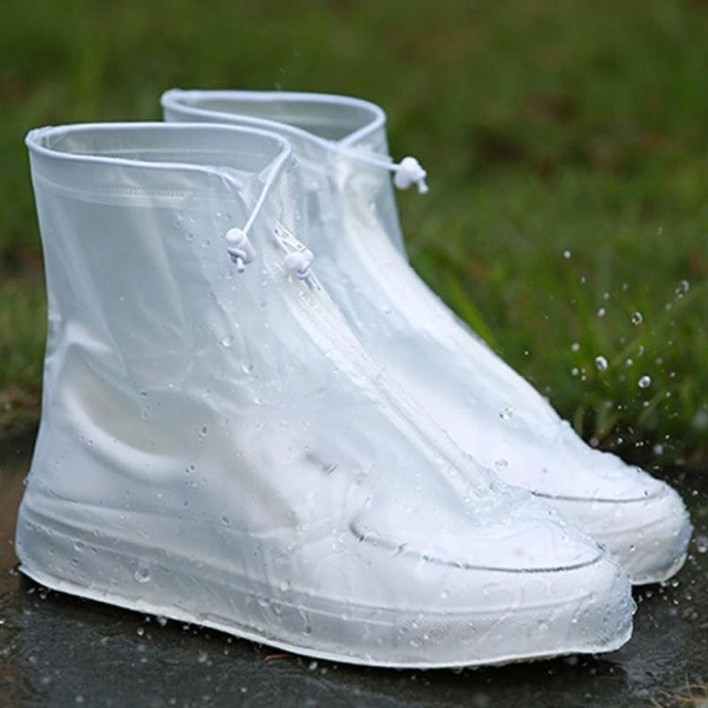clear plastic rain boots over shoes