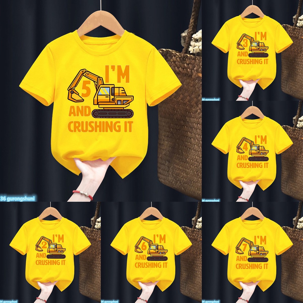 Funny boys t shirt excavator t shirt graphic print 2 3 4 5 6 7th