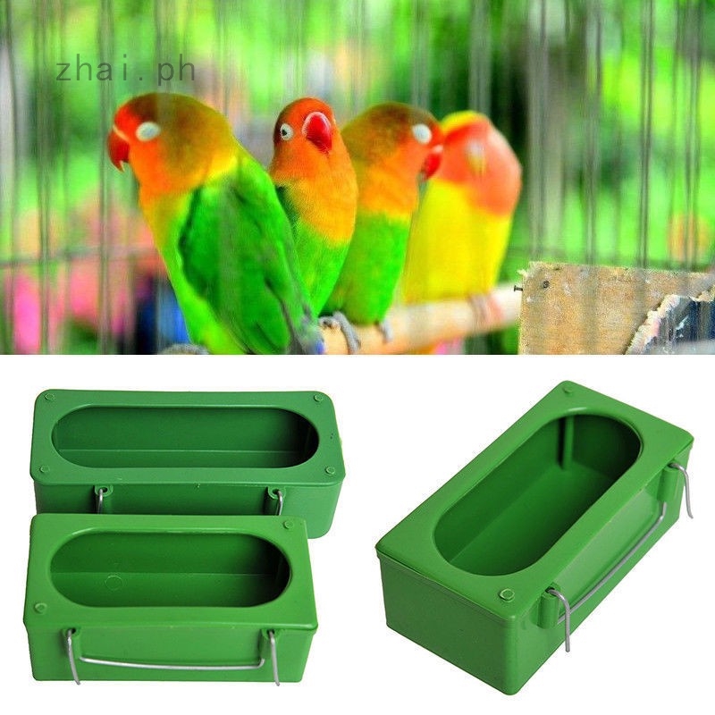 Plastic Bird Parrot Pigeons Feeder Cup Food Water Hanging Double