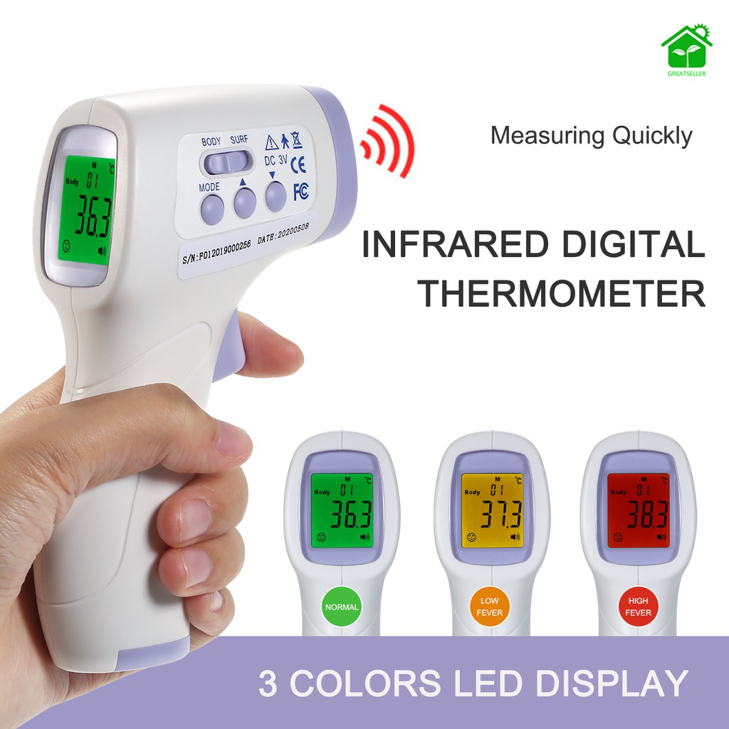 Decdeal Digital Infrared Body Thermometer High Accuracy Non-Contact Ear Forehead Temperature Measurement with Led Display Screen for Baby and Adults
