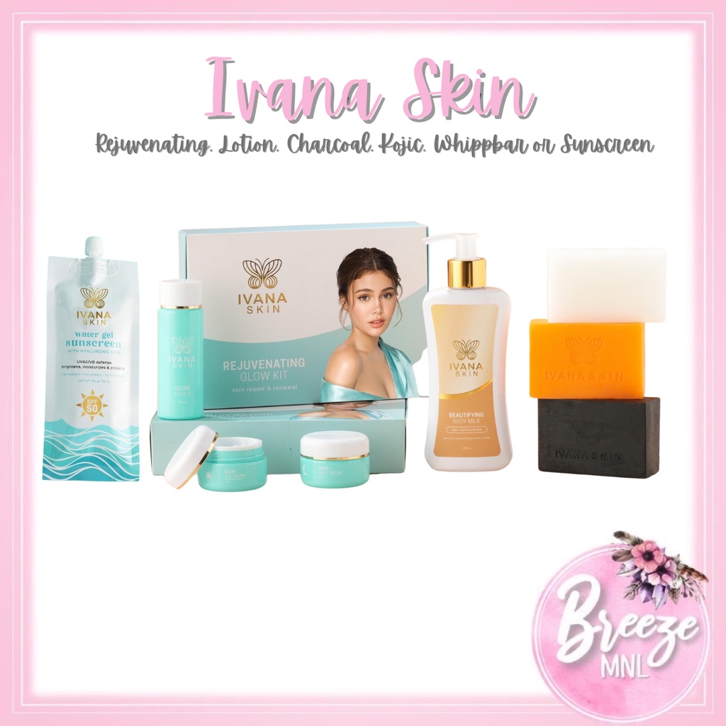 Ivana Skin Rejuvenating Glow Kit, Charcoal / Kojic Soap, Lotion or
