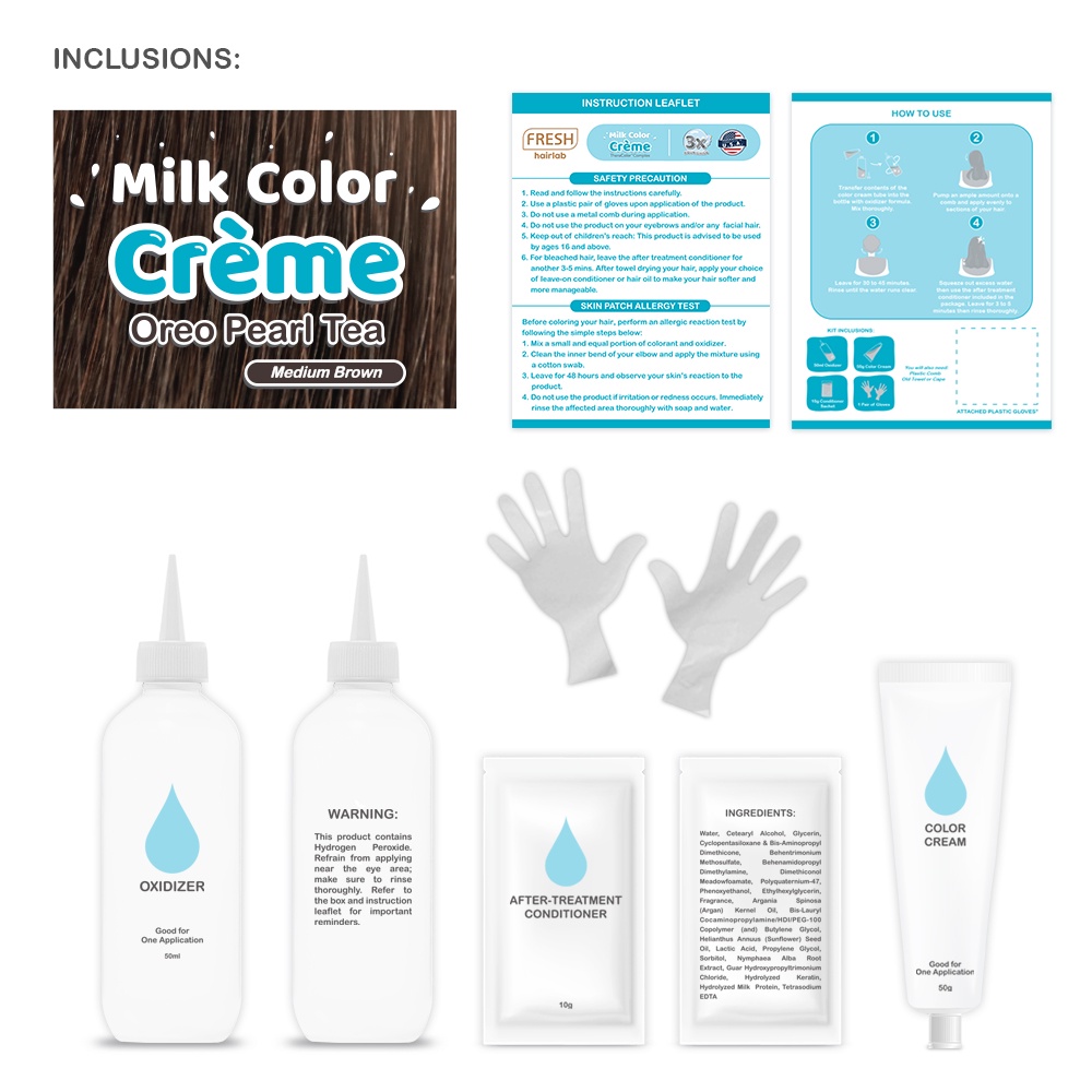 FRESH Hairlab Milk Color Creme Oreo Pearl Tea Medium Brown 100ML