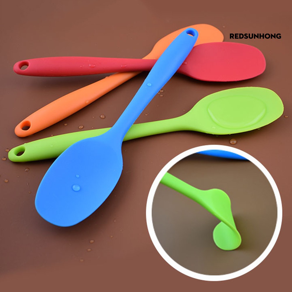 Cod 1pc Silicone Long Handle Spatula Non-stick Scraper Spoon Kitchen 