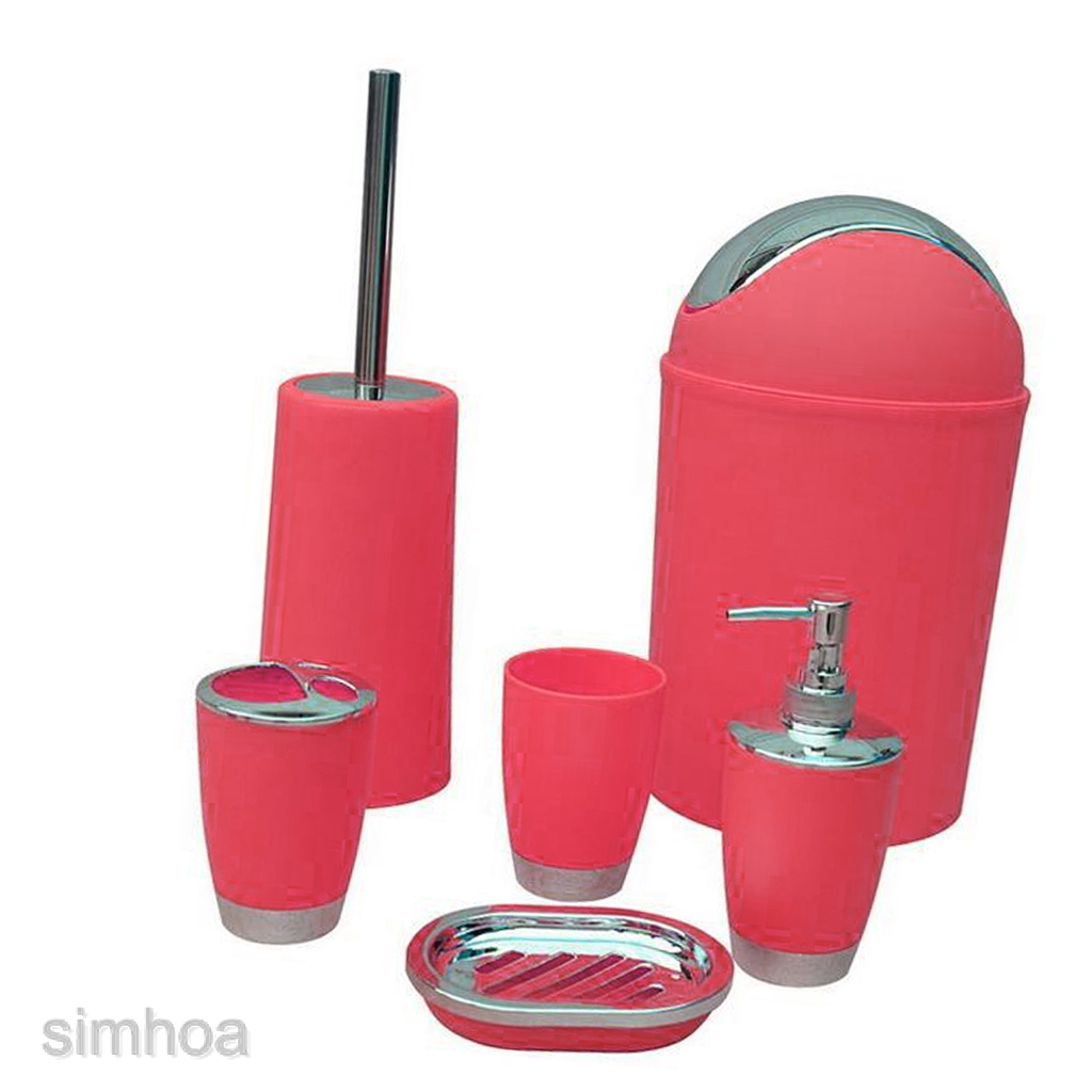 Simhoa Bathroom Accessories Set 6 Pieces Bath Ensemble Bath Set Collection Red White Green Blue Black Purple Orange Yellow Shopee Philippines