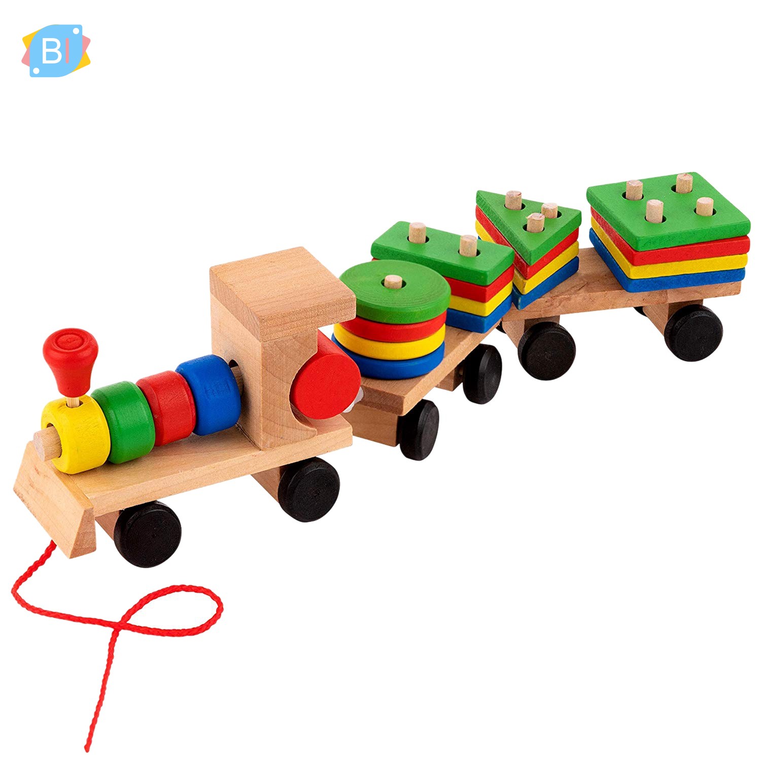 wooden train stacking toy