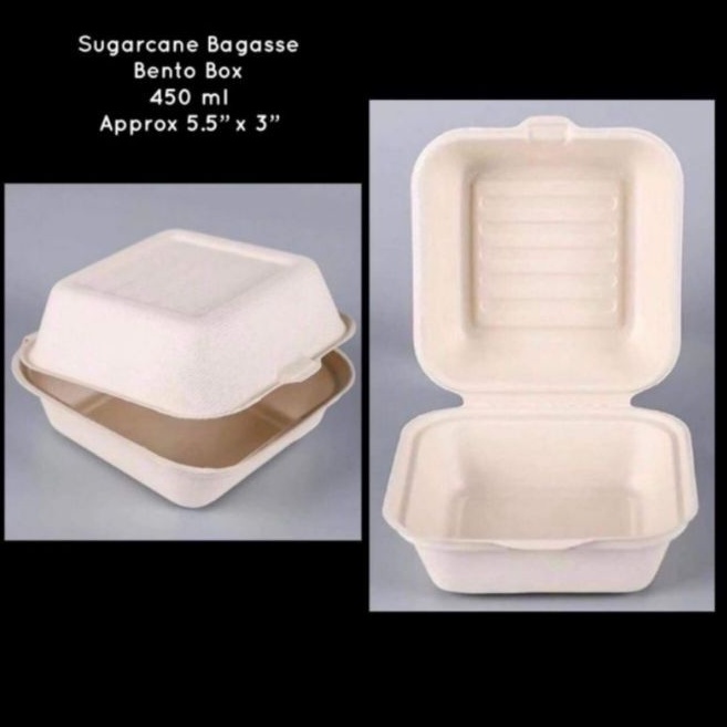 SUGARCANE BAGASSE BENTO BOX 450 ML (10 PCS) | Shopee Philippines