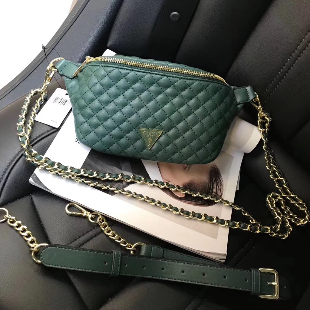 guess green handbag