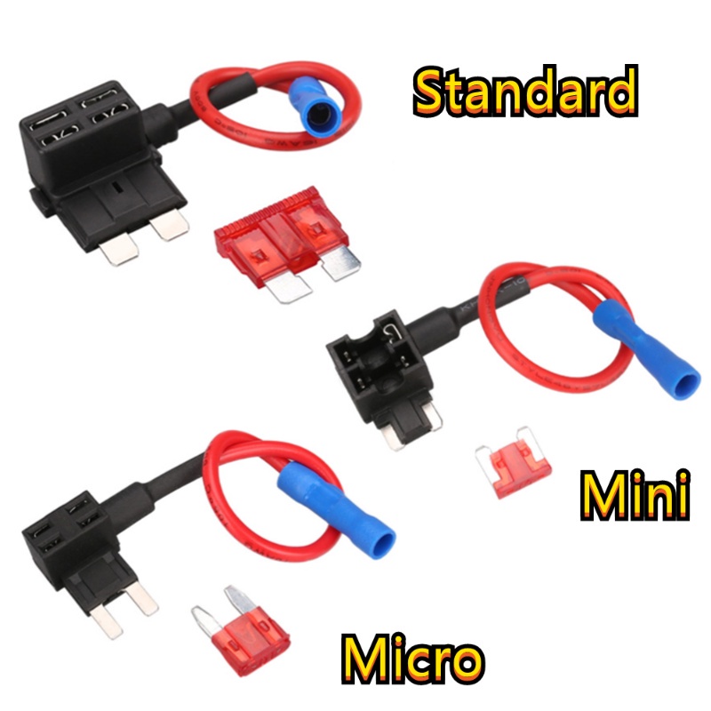 12V 10A SMALL MEDIUM Car Fuse Addacircuit TAP Adapter Micro/Mini