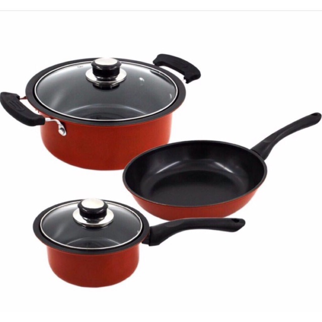 5Pcs Kitchenware Cookware Set NonStick/Soup Pot/Fry Pan Shopee Philippines