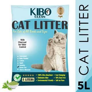 Kibo Clean Clumping Charcoal & Odor Control Cat Litter (GREEN TEA) 5L Cat Litter Sand