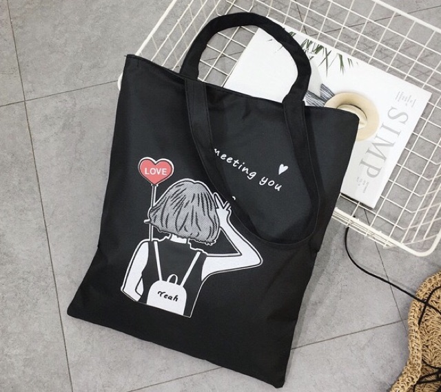 Korean Animal Cartoon Cute Tote Bag w/Zipper/Shoulder Bag/Shopping bag ...