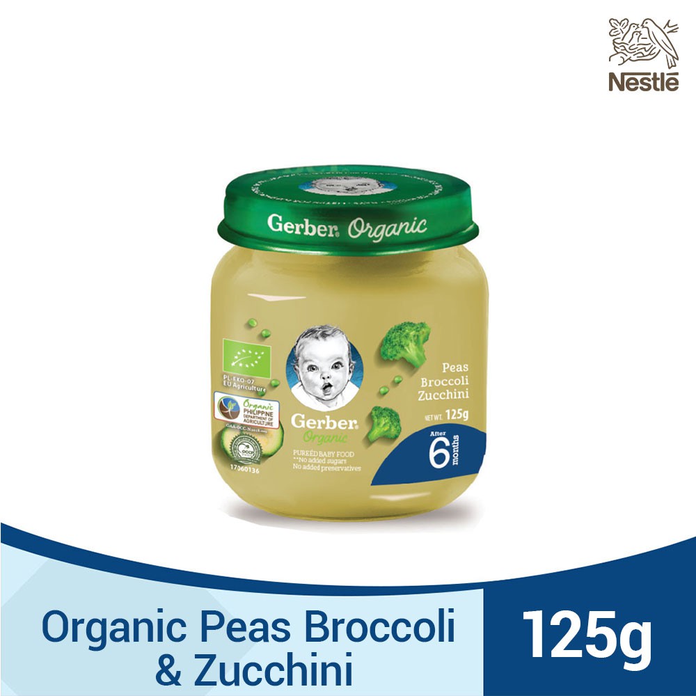 GERBER Organic Peas Brocolli &amp; Zucchini Baby Food 125g