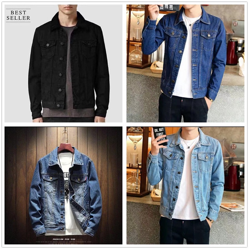 Men's Maong Jacket 4 colors Denim Jacket | Shopee Philippines