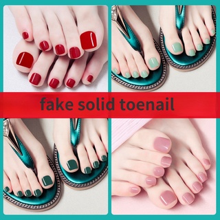24 Pcs Various Glossy Solid Fashion Wearable DIY Fake Toenail Nails Finished Pure Art Beauty Sexy Nail Patch Fake Nails Stickers