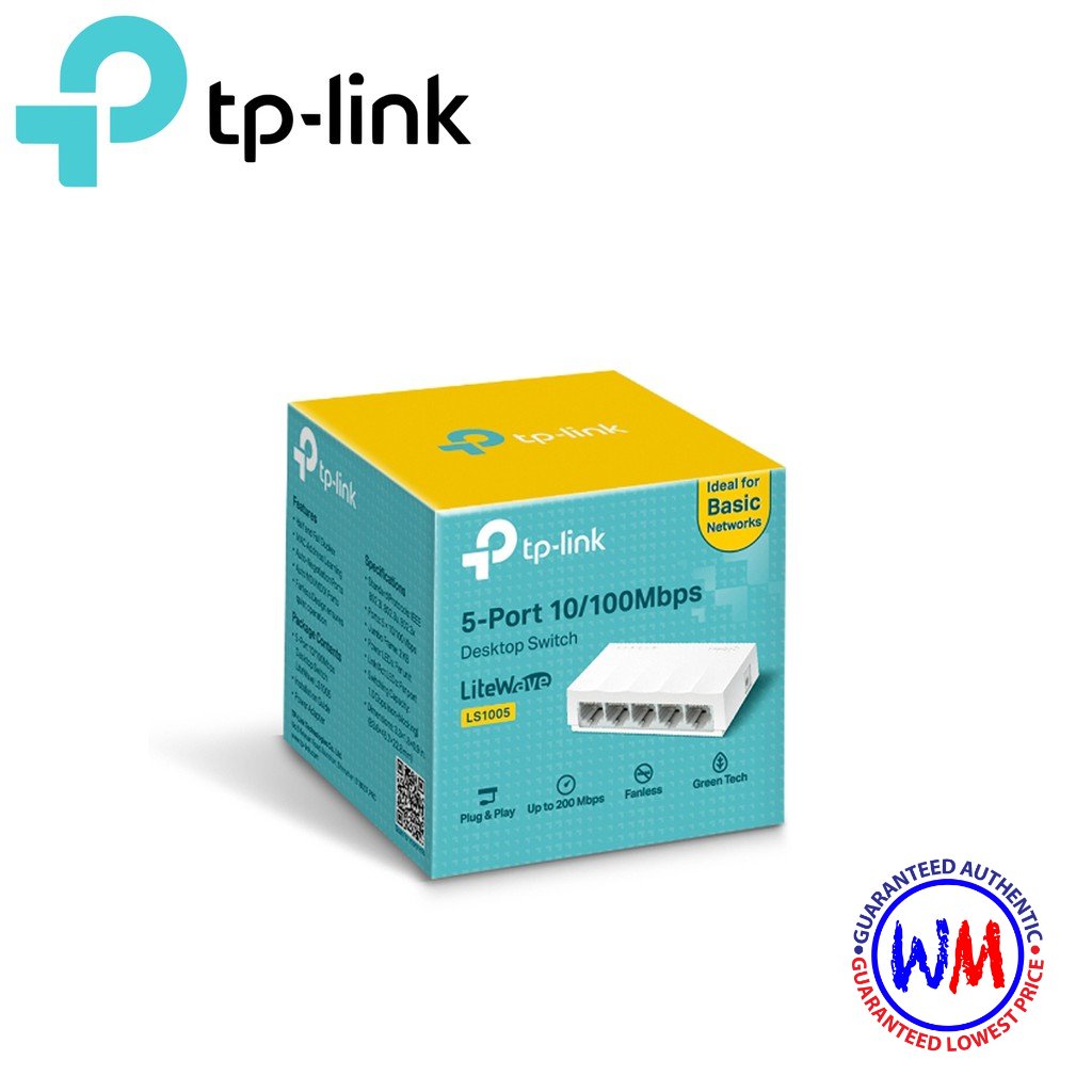 TP-Link Ls1005 5-Port 10/100MBPS Desktop Network Switch | Shopee ...