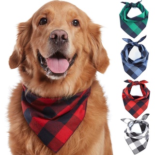 Dog Bandanas Large Pet Scarf Pet Bandana For Dog Cotton Plaid WashableBow #1