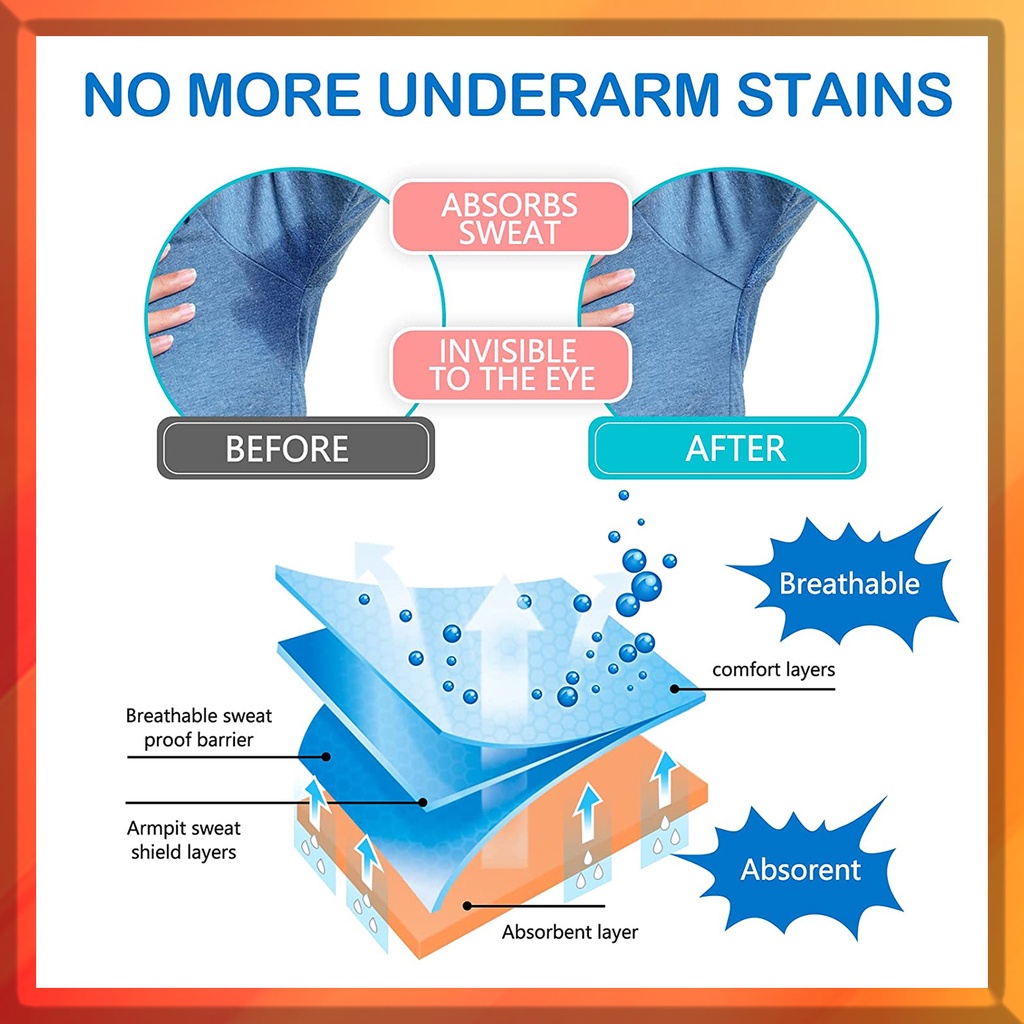 20Pcs(10Pairs) Underarm Sweat Pads, Armpit Sweat Stickers Anti-Perspiration Deodorant Shield Pads
