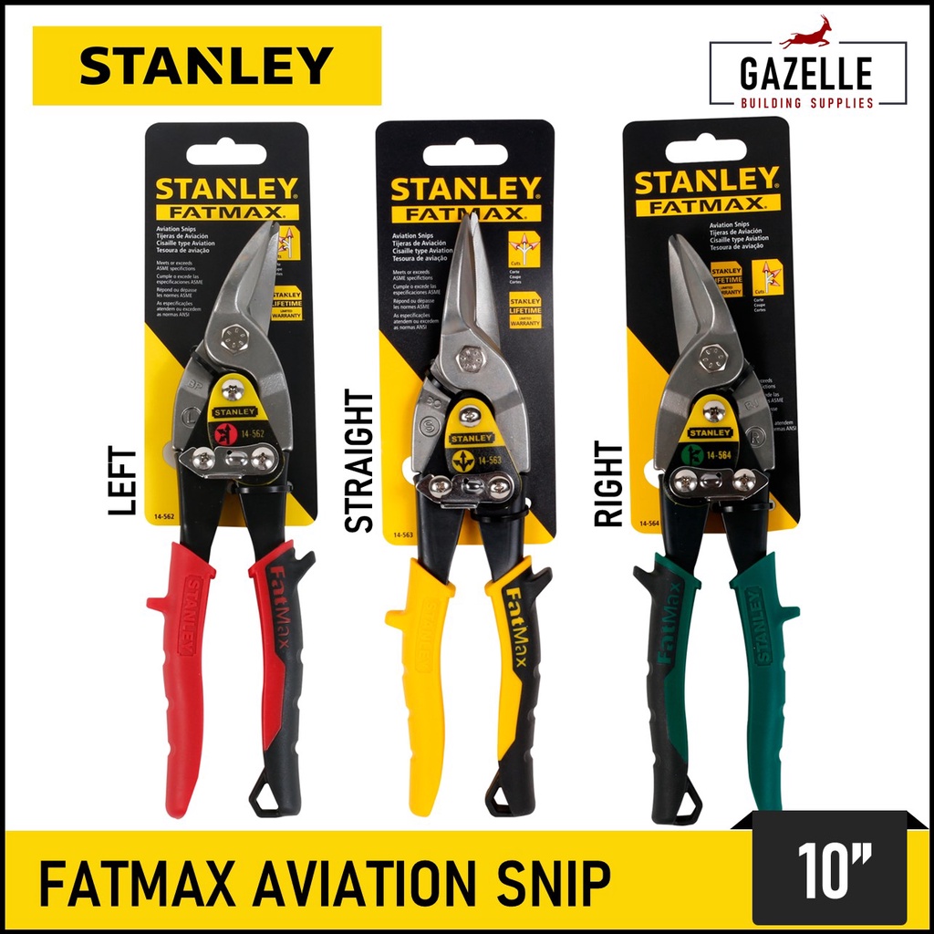 Stanley Aviation Snip Fatmax 10 Tin Scissors Left Straight Right