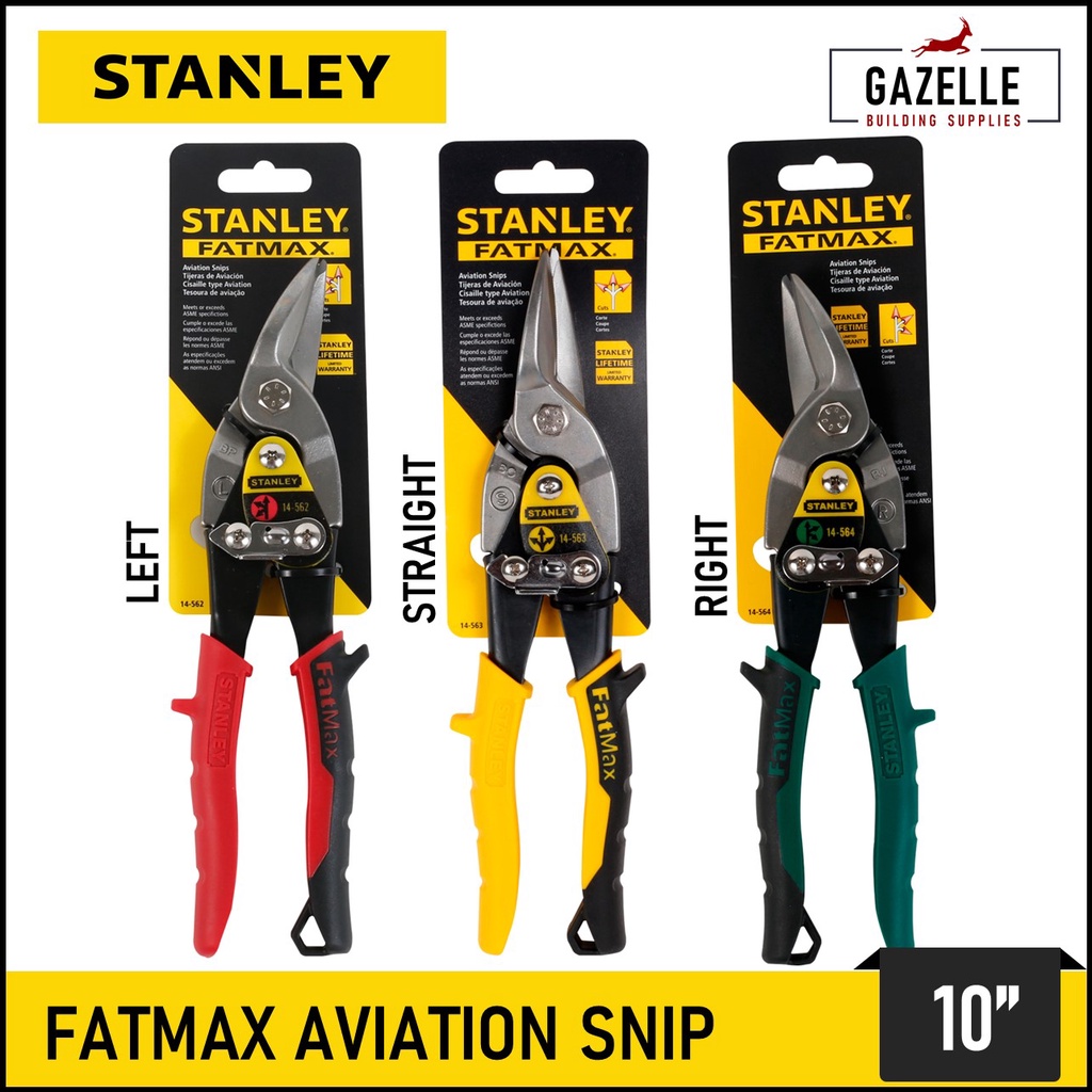 Stanley Aviation Snip Fatmax 10" Tin Scissors Left / Straight / Right Cut 14562 / 14563 / 14