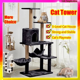 【On Stock】Cat Condo Tree House With Scratch Post Plush Cozy Perch 5-Level Tower Tree For Cat Kitten