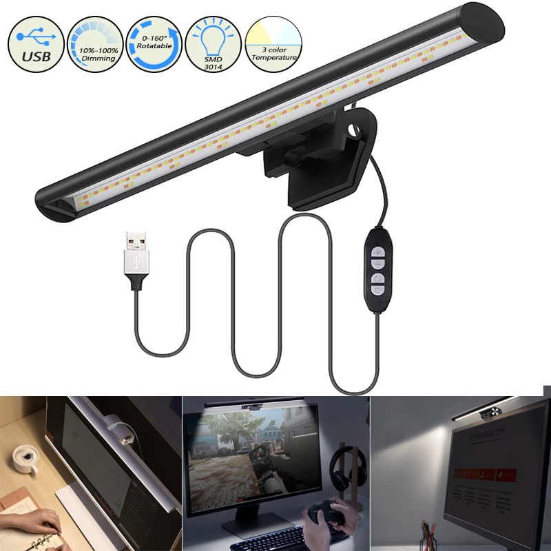 with Dimming and Color Temperature Adjustment Features SUNSHIN Computer Monitor Lamp LED Task Lamp Eye-Care Light Space Saving with Remote Control USB Powered Light bar 