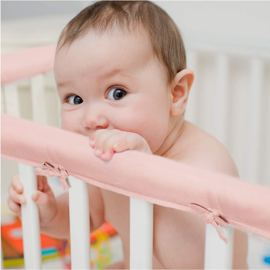 Safe Teething Guard Wrap for Standard Cribs Fits Side & Front Rails American Baby Company Supreme 3Piece Padded Baby Crib Rail Cover Protector Set from Chewing Heavenly Soft Navy & White 