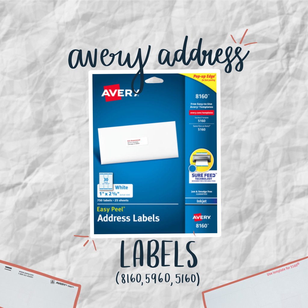 Avery Address Labels Sure Feed Technology Permanent Adhesive 5960 8160 5160 Shopee Philippines