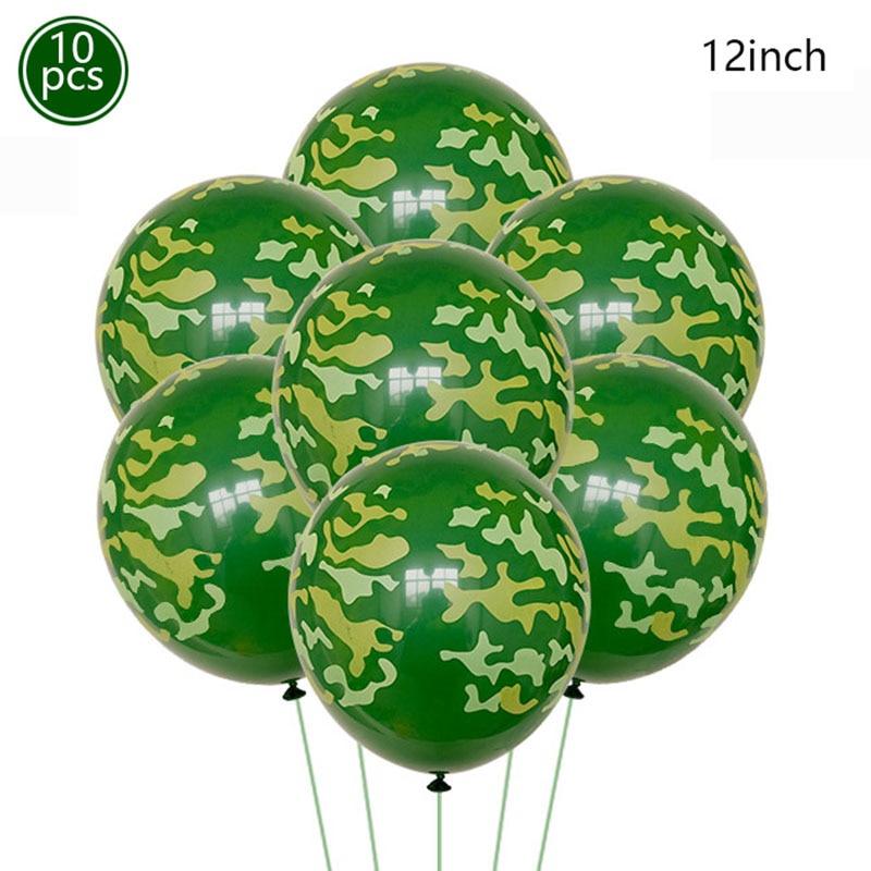 (E%10PCS Camouflage Balloons Latex Balloon for Hunting Themed Party Military Outdoor Picnic Party B