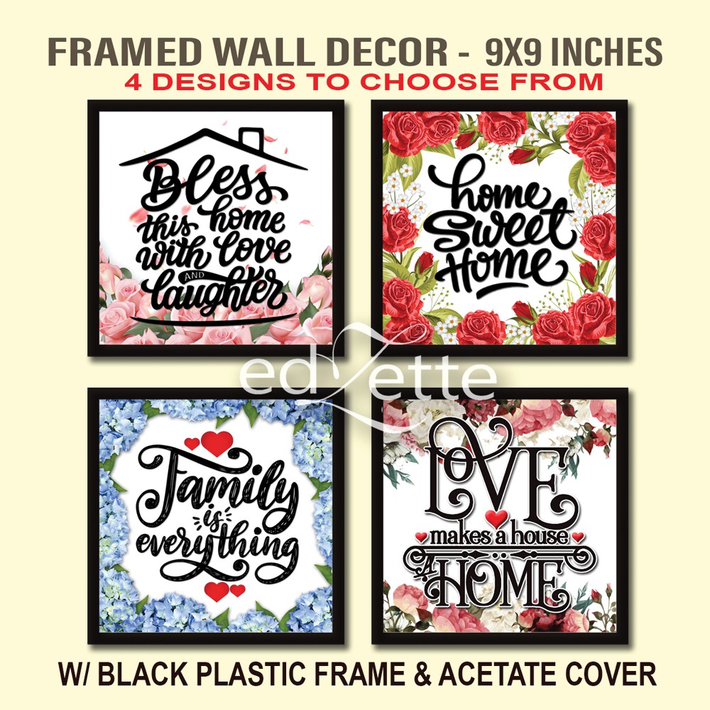 HOME SWEET HOME Wall Decor (9X9 w/ FRAME) Inspirational quotes Bible Verse Positive Quotes