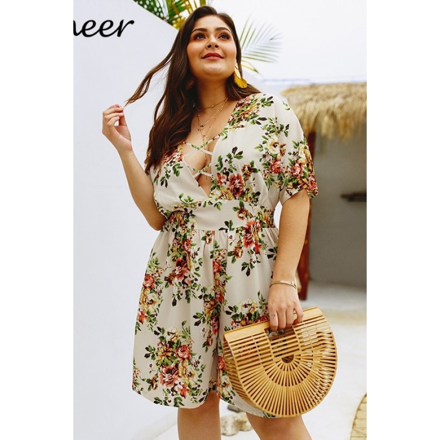 plus size beach playsuit