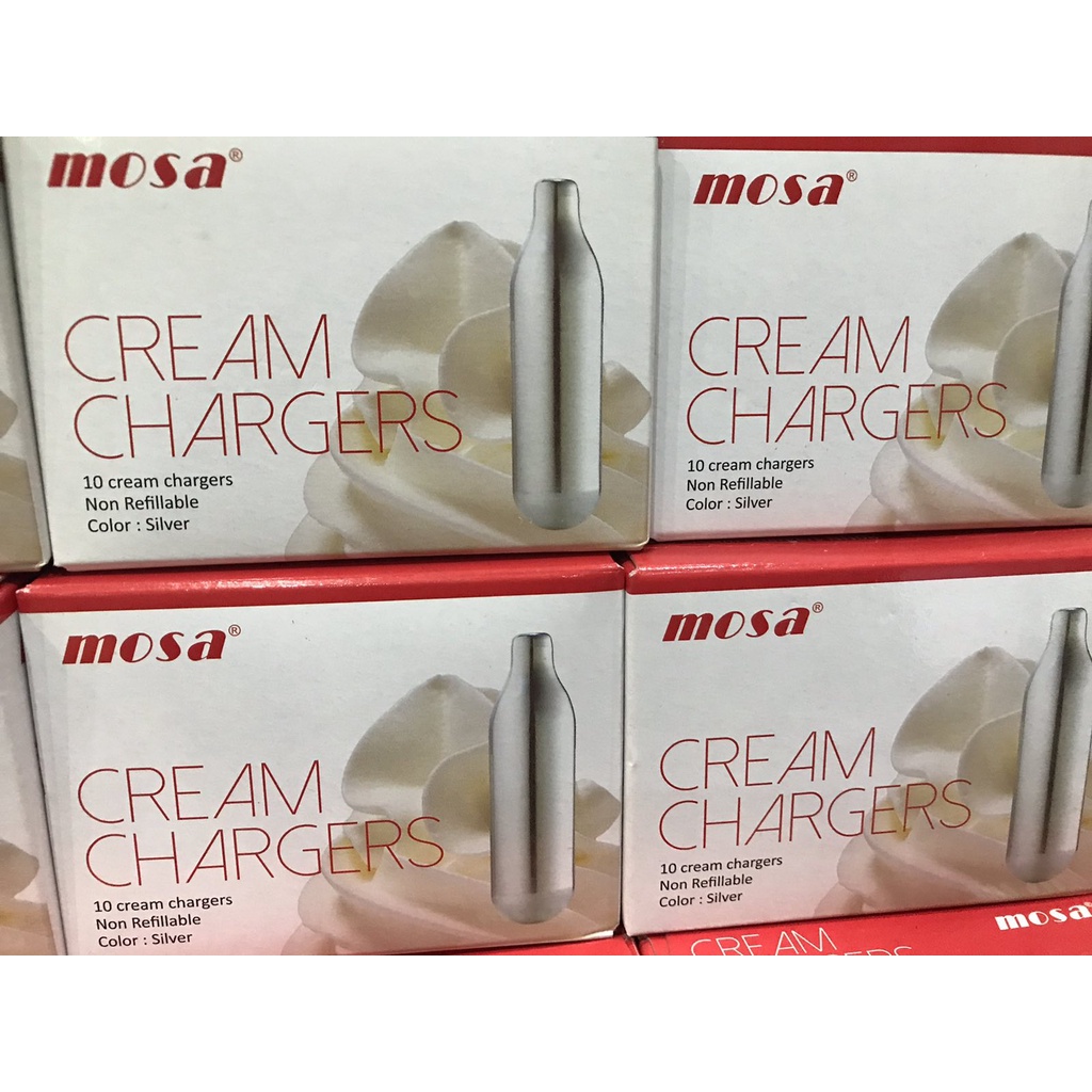 Mosa Cream Charger [10 Charges/ Box] for Whip Cream Dispensers / Frappe