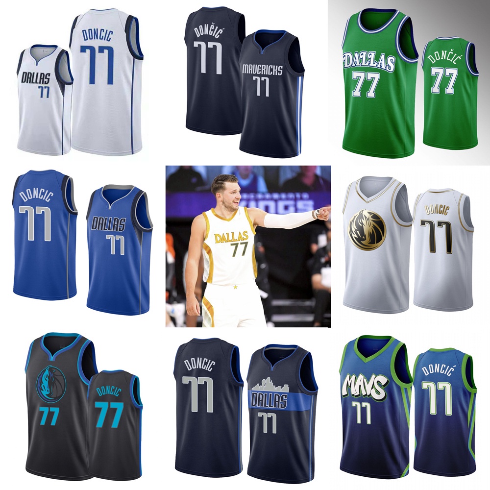 Dallas Mavericks #77 Luka Doncic Jersey Embroidered Basketball Shirt ...