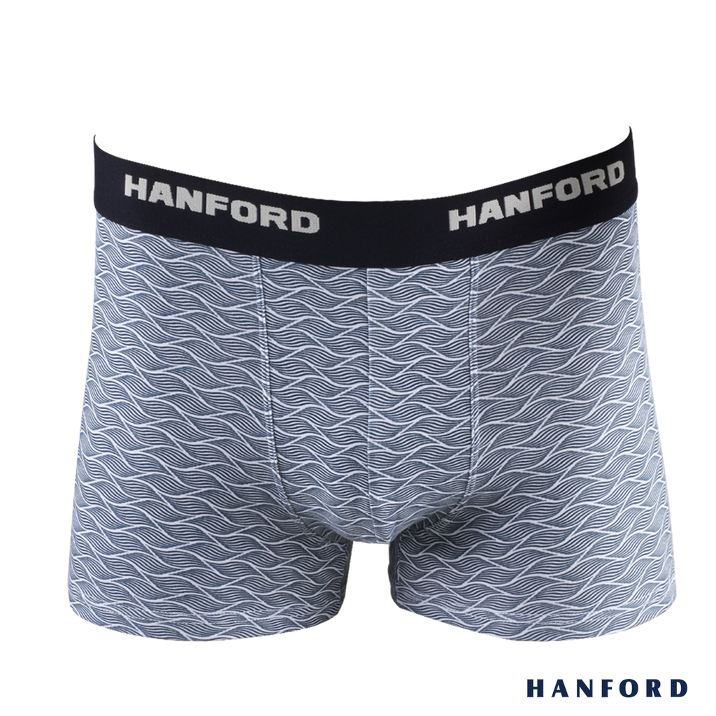 Hanford Men Cotton w/ Spandex Boxer Briefs Wave Print (Single Pack