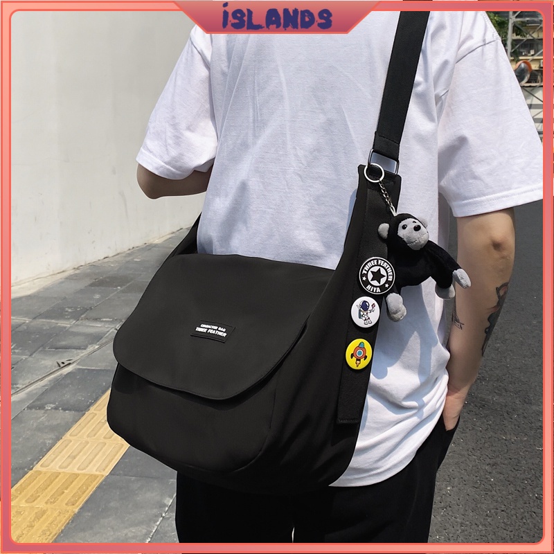 Ins Japanese Ulzzang Korean Fashion Canvas Big Capacity Men Sling Bag