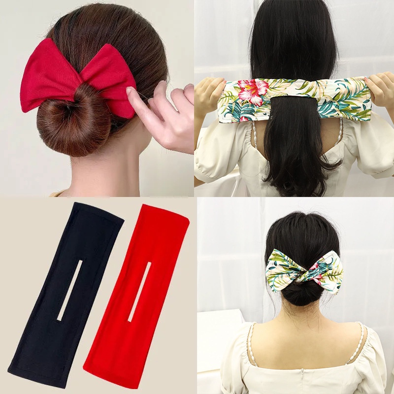 New lazy rotating hair curler hair ribbon hair tie rope printing bow
