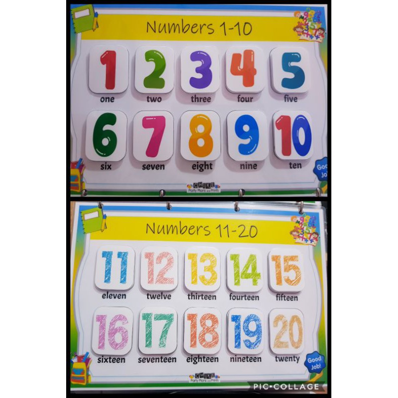 numbers 1 10 and numbers 11 20 laminated worksheets shopee philippines