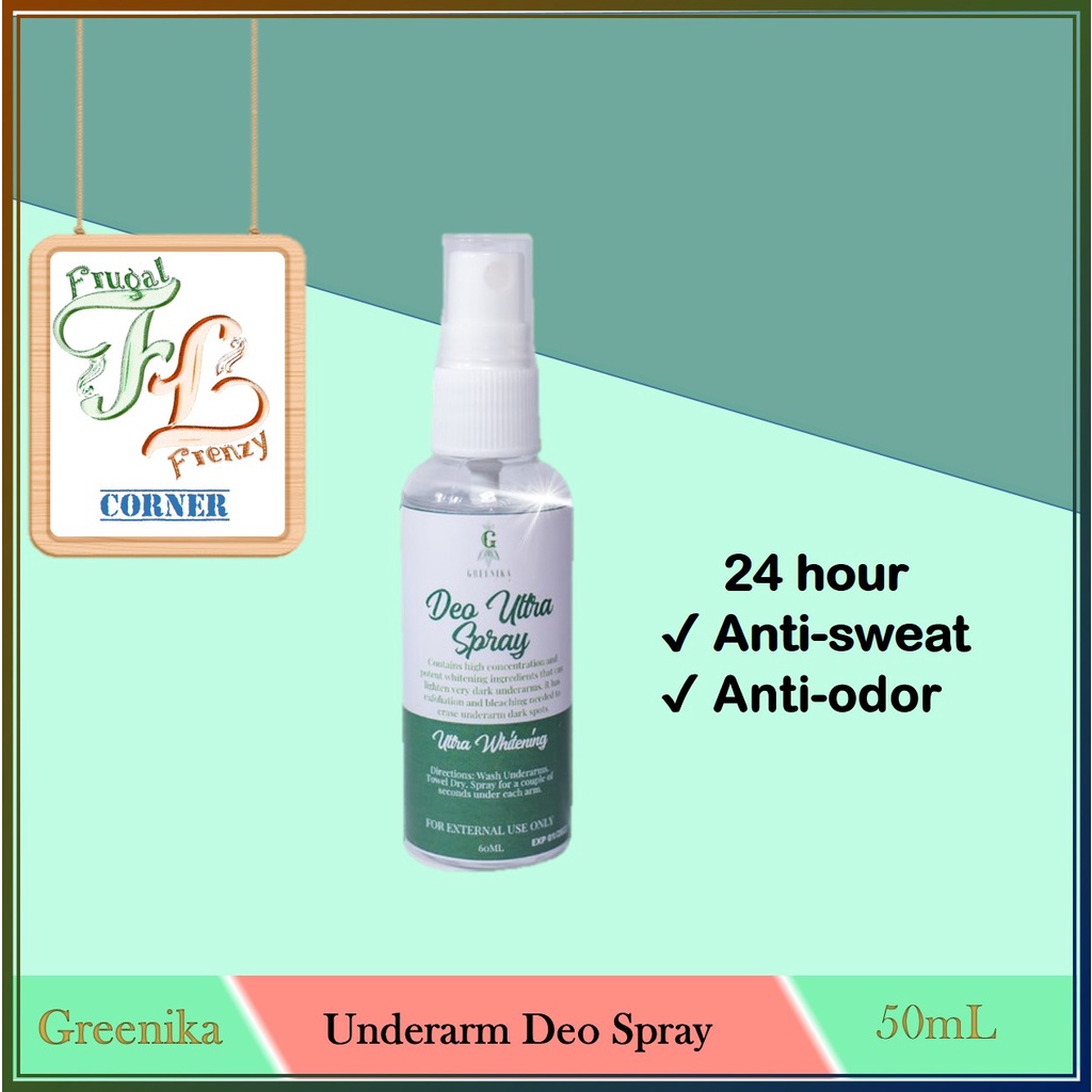 Greenika Underarm Whitening Deodorant Spray 24 Hours Anti Sweat And