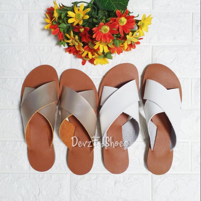 criss cross slip on sandals