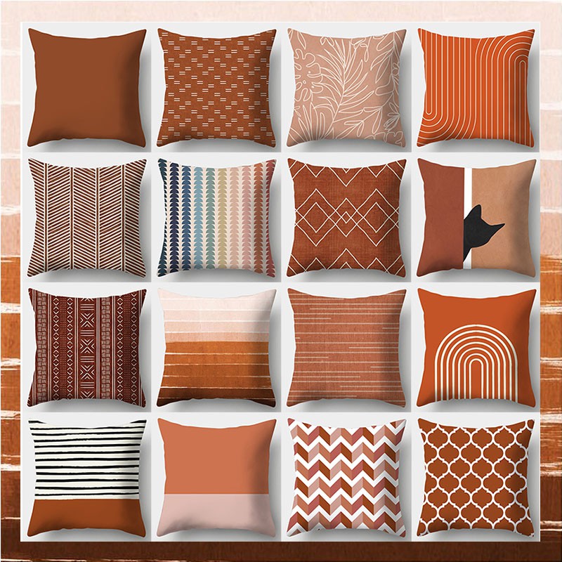 Brown Series Pillowcase 45cmX45cm Square Sofa Pillow Cover Striped